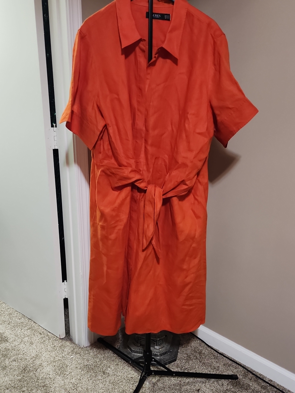 Lauren Ralph Lauren Orange Midi Shirt Dress